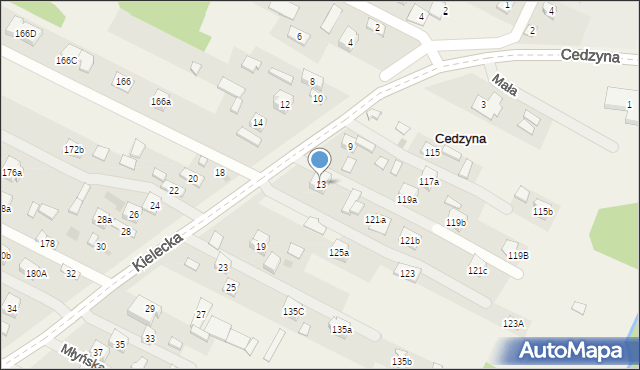Cedzyna, Kielecka, 13, mapa Cedzyna