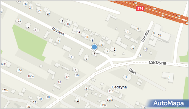 Cedzyna, Kielecka, 2, mapa Cedzyna