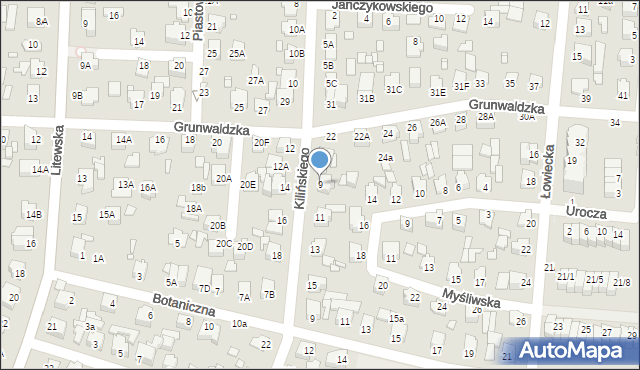 Chełm, Kilińskiego Jana, płk., 9, mapa Chełma