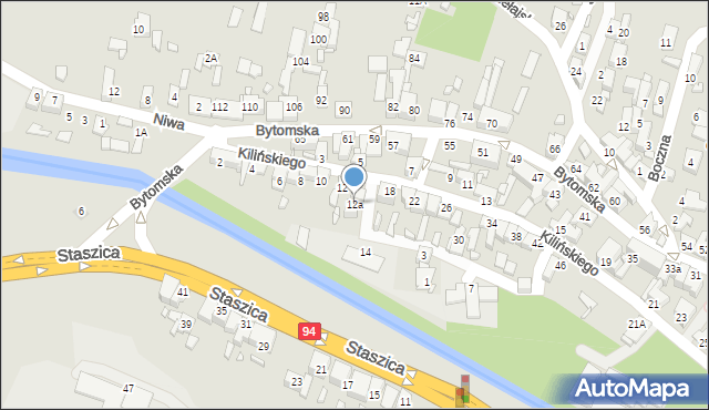 Czeladź, Kilińskiego Jana, płk., 12a, mapa Czeladź