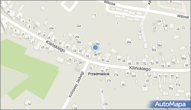 Dobczyce, Kilińskiego Jana, płk., 36, mapa Dobczyce