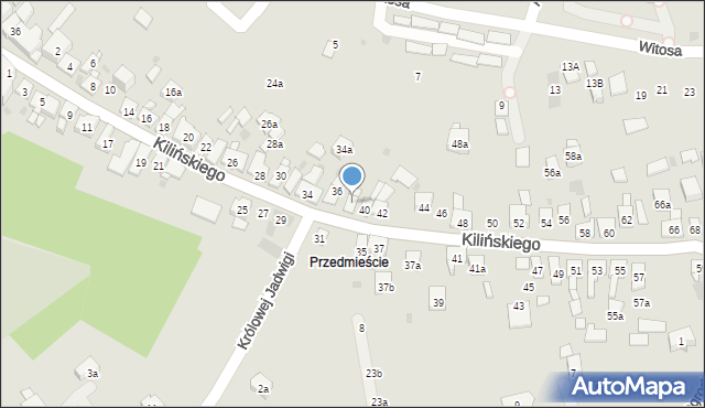 Dobczyce, Kilińskiego Jana, płk., 38, mapa Dobczyce