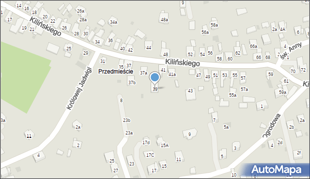 Dobczyce, Kilińskiego Jana, płk., 39, mapa Dobczyce