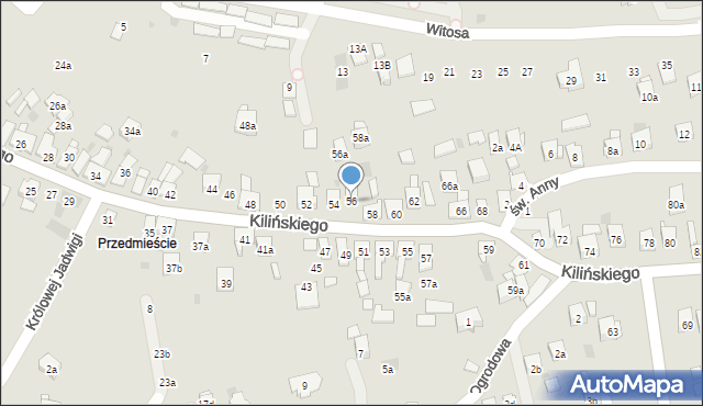 Dobczyce, Kilińskiego Jana, płk., 56, mapa Dobczyce