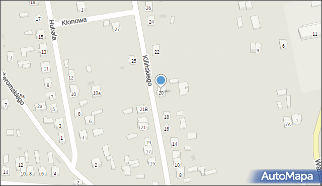 Drzewica, Kilińskiego Jana, płk., 20, mapa Drzewica