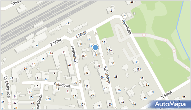 Grodzisk Mazowiecki, Kilińskiego Jana, płk., 33, mapa Grodzisk Mazowiecki