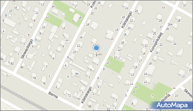 Halinów, Kilińskiego Jana, płk., 9, mapa Halinów