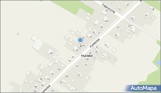 Hucisko, Kielecka, 38, mapa Hucisko