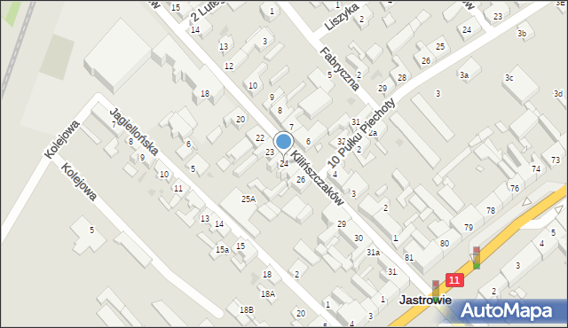 Jastrowie, Kilińszczaków, 24, mapa Jastrowie