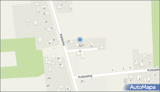 Konin, Kielecka, 31a, mapa Konina