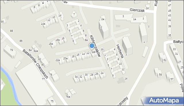 Koszalin, Kilińszczaków, 10a, mapa Koszalina