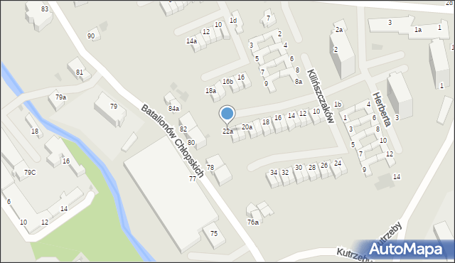 Koszalin, Kilińszczaków, 22a, mapa Koszalina