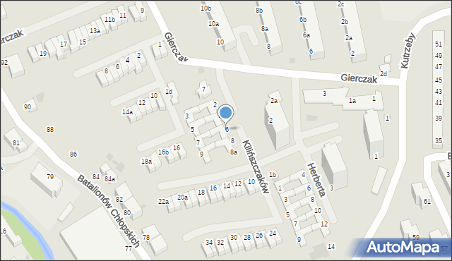 Koszalin, Kilińszczaków, 6, mapa Koszalina