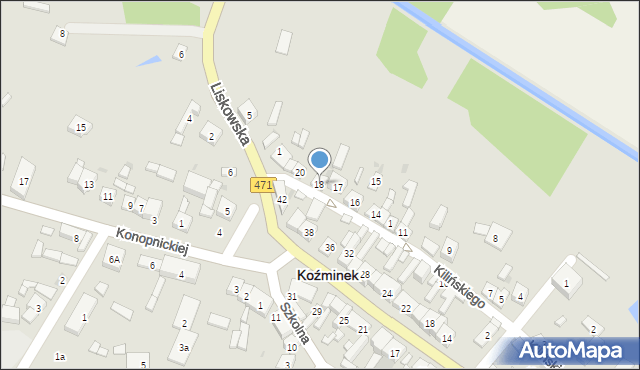 Koźminek, Kilińskiego Jana, płk., 18, mapa Koźminek