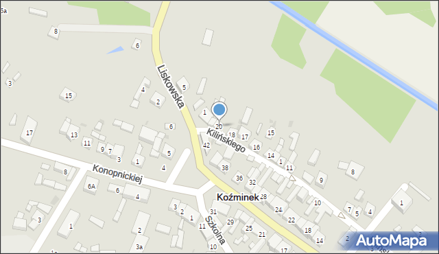 Koźminek, Kilińskiego Jana, płk., 20, mapa Koźminek