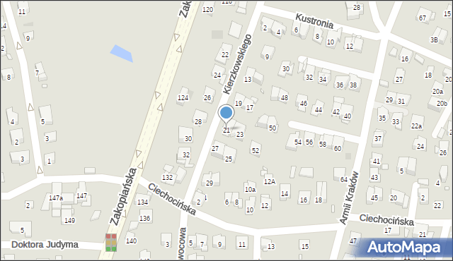 Kraków, Kierzkowskiego Kazimierza, 21, mapa Krakowa