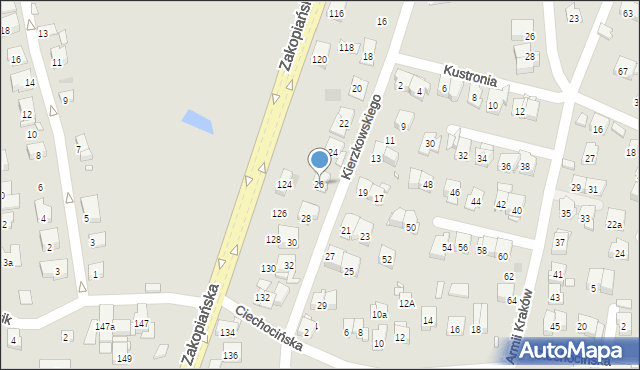 Kraków, Kierzkowskiego Kazimierza, 26, mapa Krakowa