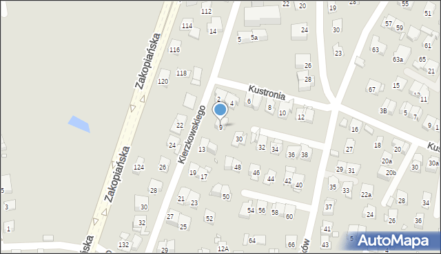 Kraków, Kierzkowskiego Kazimierza, 9, mapa Krakowa