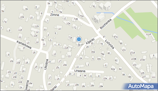 Kraków, Kijanki, 25, mapa Krakowa