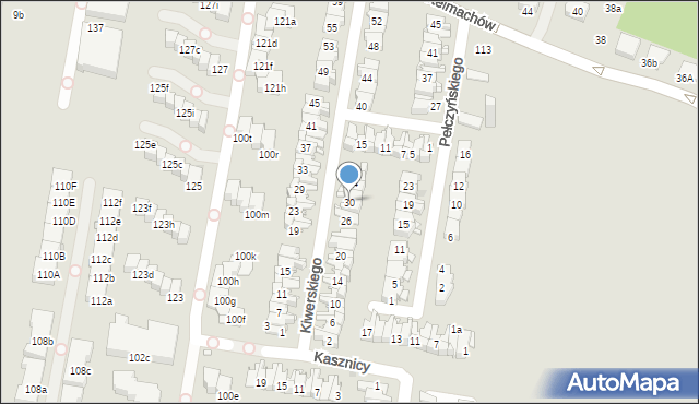 Kraków, Kiwerskiego, gen., 30, mapa Krakowa