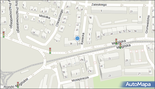 Kraków, Kielecka, 2, mapa Krakowa