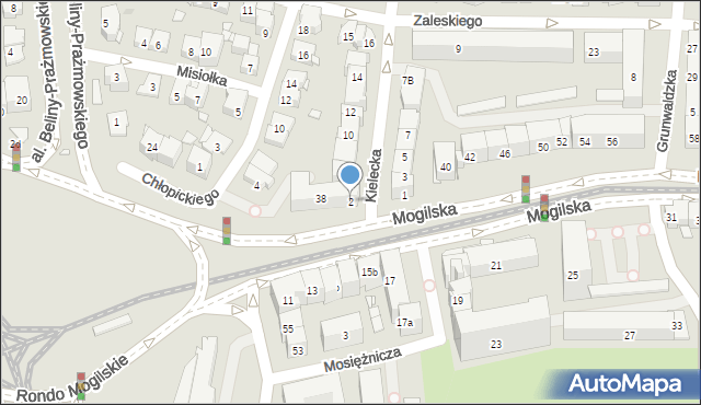 Kraków, Kielecka, 2, mapa Krakowa