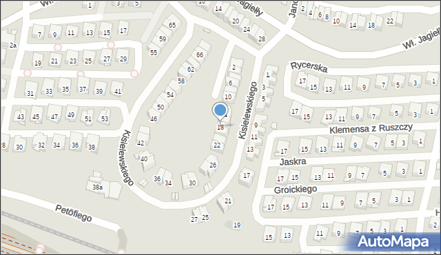 Kraków, Kisielewskiego Stefana, 18, mapa Krakowa