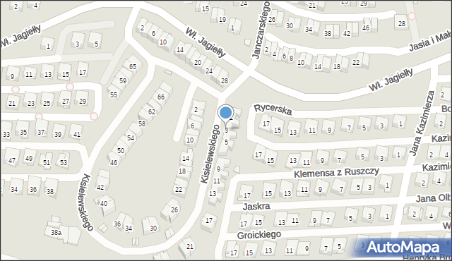 Kraków, Kisielewskiego Stefana, 3, mapa Krakowa