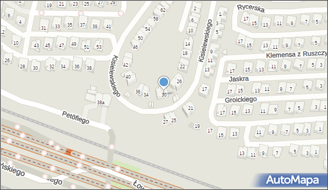 Kraków, Kisielewskiego Stefana, 30, mapa Krakowa