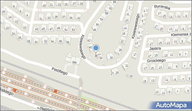 Kraków, Kisielewskiego Stefana, 36, mapa Krakowa