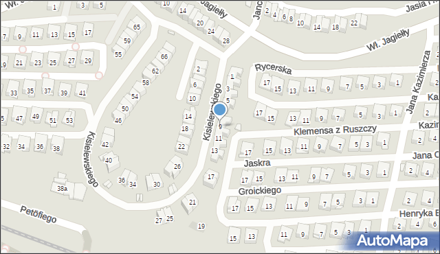 Kraków, Kisielewskiego Stefana, 9, mapa Krakowa