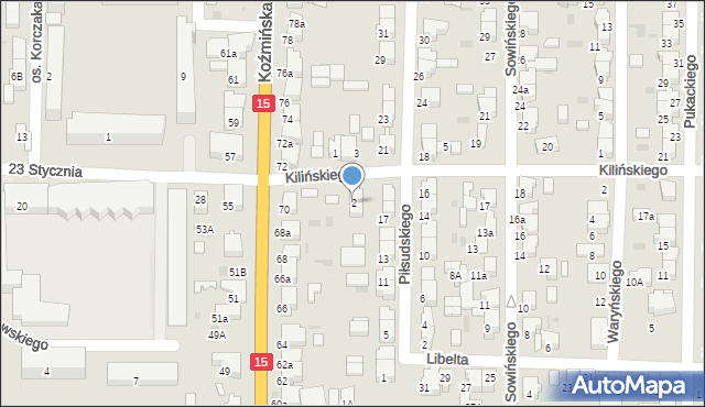 Krotoszyn, Kilińskiego Jana, płk., 2, mapa Krotoszyna