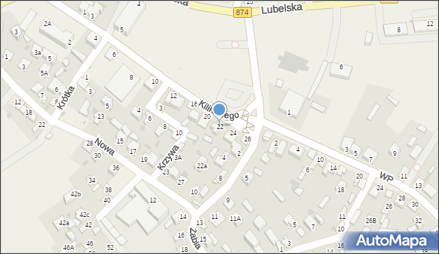 Kurów, Kilińskiego Jana, płk., 22, mapa Kurów