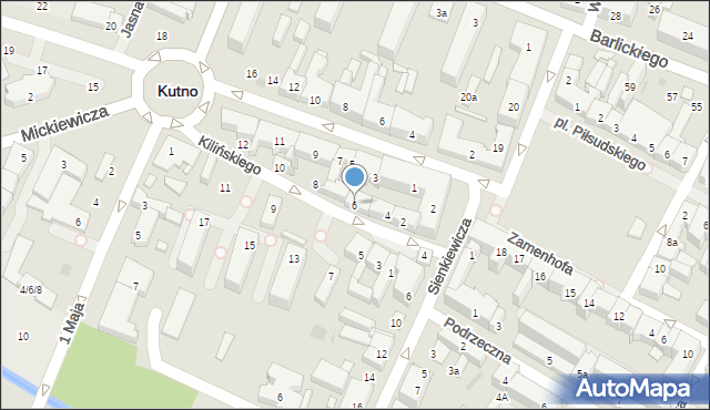 Kutno, Kilińskiego Jana, płk., 6, mapa Kutno