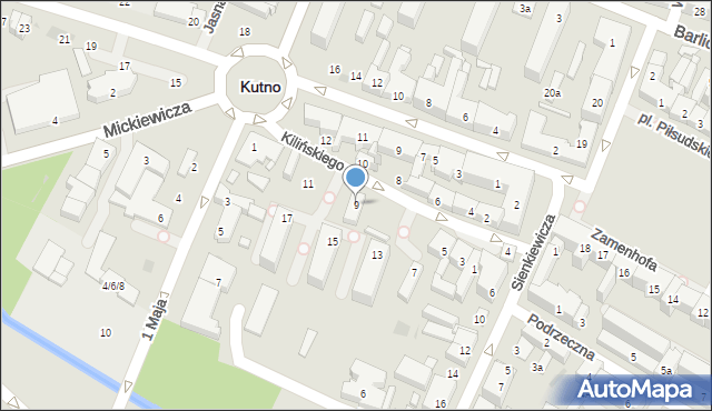 Kutno, Kilińskiego Jana, płk., 9, mapa Kutno