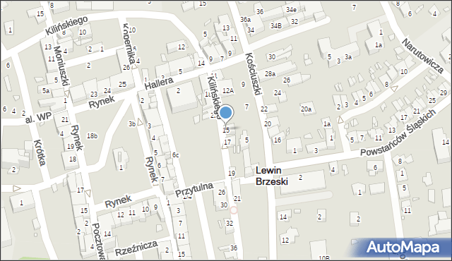 Lewin Brzeski, Kilińskiego Jana, płk., 15, mapa Lewin Brzeski