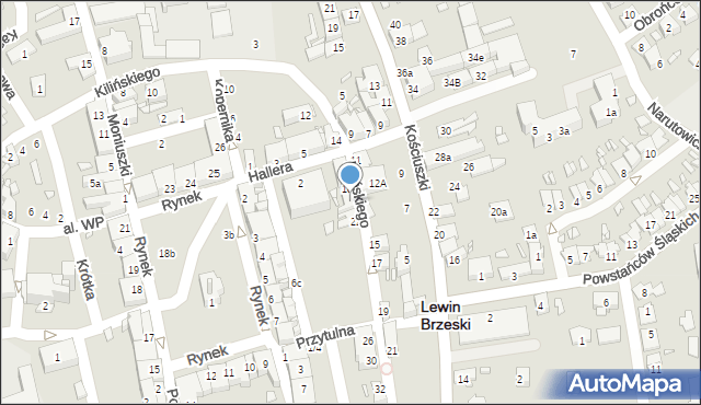 Lewin Brzeski, Kilińskiego Jana, płk., 20, mapa Lewin Brzeski