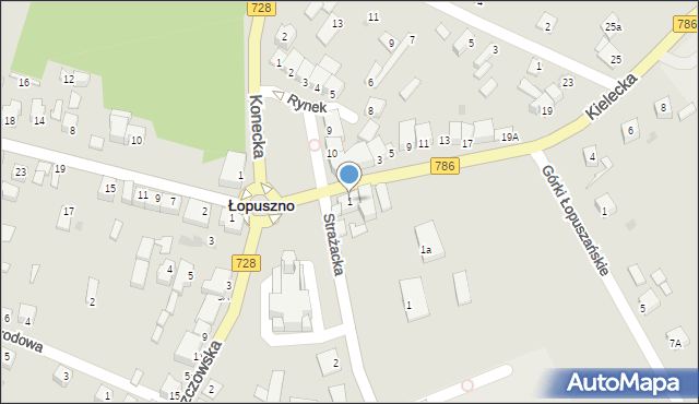 Łopuszno, Kielecka, 1, mapa Łopuszno