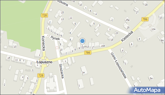 Łopuszno, Kielecka, 11, mapa Łopuszno