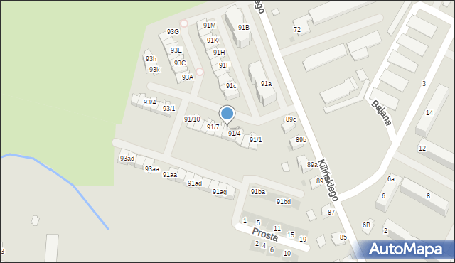 Mielec, Kilińskiego Jana, płk., 91/5, mapa Mielca