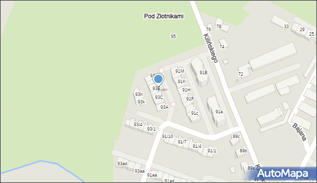 Mielec, Kilińskiego Jana, płk., 93d, mapa Mielca