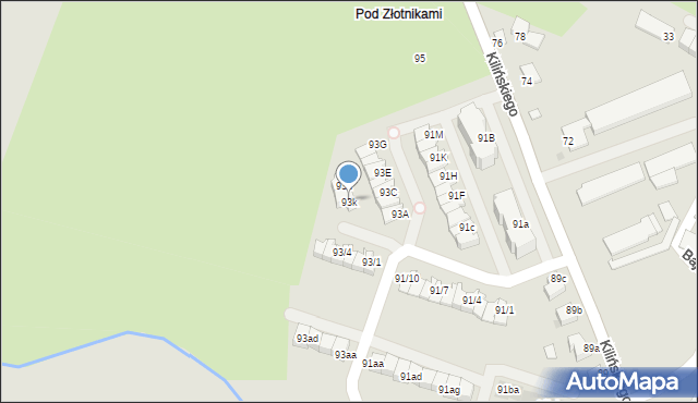 Mielec, Kilińskiego Jana, płk., 93k, mapa Mielca