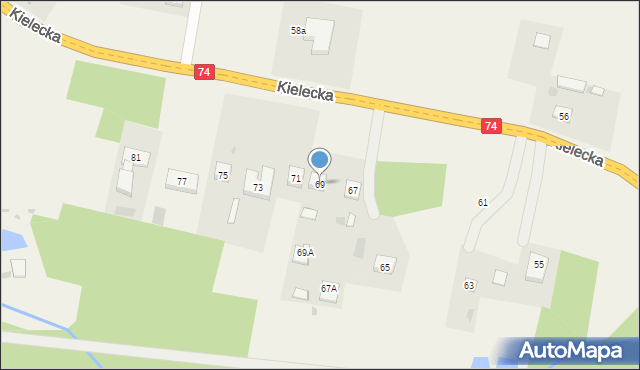 Mniów, Kielecka, 69, mapa Mniów