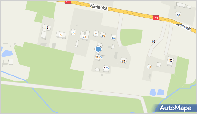 Mniów, Kielecka, 69A, mapa Mniów