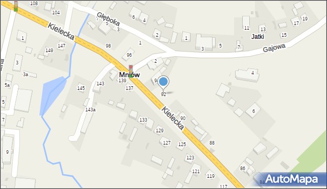 Mniów, Kielecka, 92, mapa Mniów