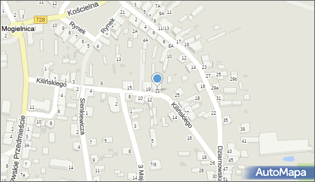 Mogielnica, Kilińskiego Jana, płk., 21, mapa Mogielnica
