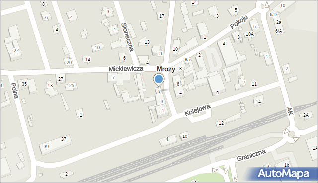 Mrozy, Kilińskiego Jana, płk., 5, mapa Mrozy