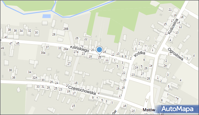 Mstów, Kilińskiego Jana, płk., 15, mapa Mstów