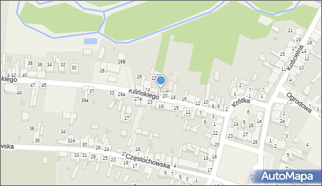 Mstów, Kilińskiego Jana, płk., 20a, mapa Mstów