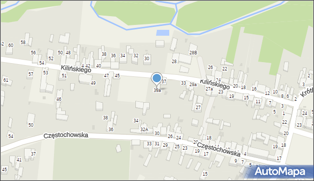 Mstów, Kilińskiego Jana, płk., 39a, mapa Mstów